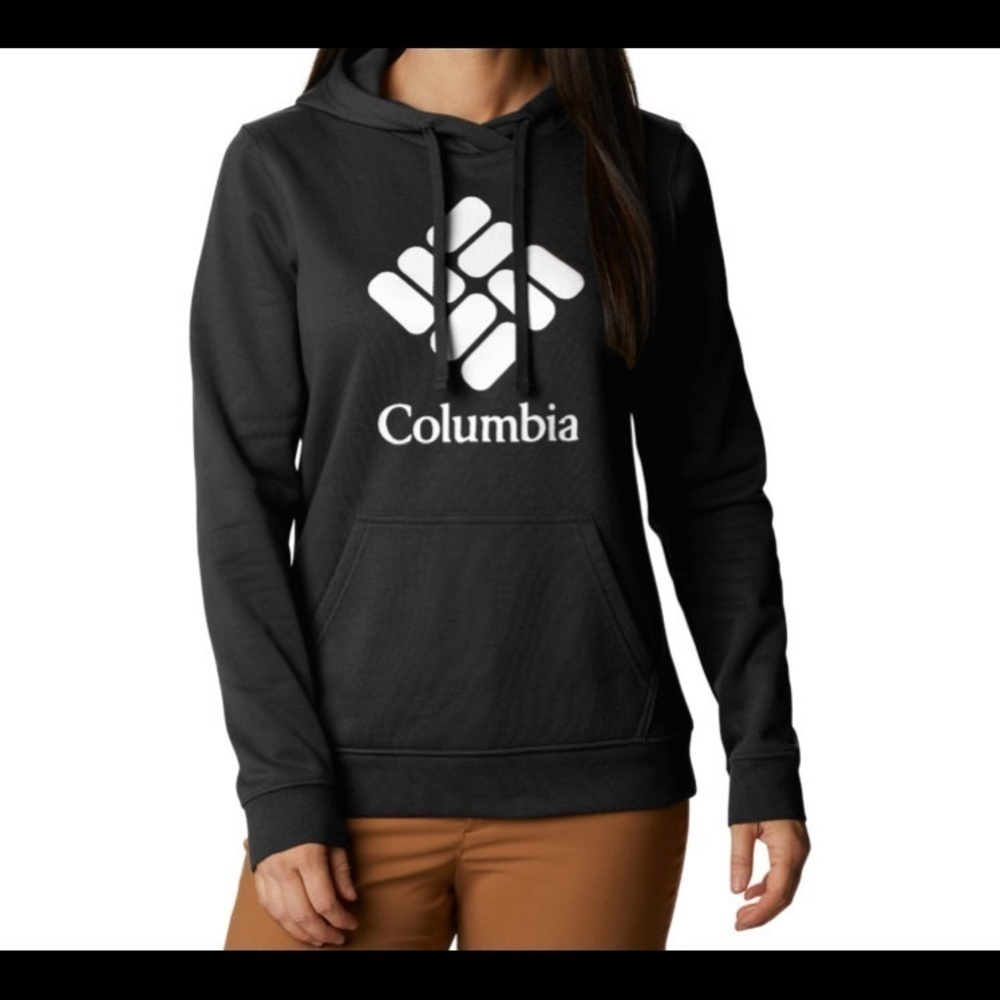 Columbia Sz M Women's Trek Black/Stacked Gem Graphic Long Sleeve Fleece Hoodie